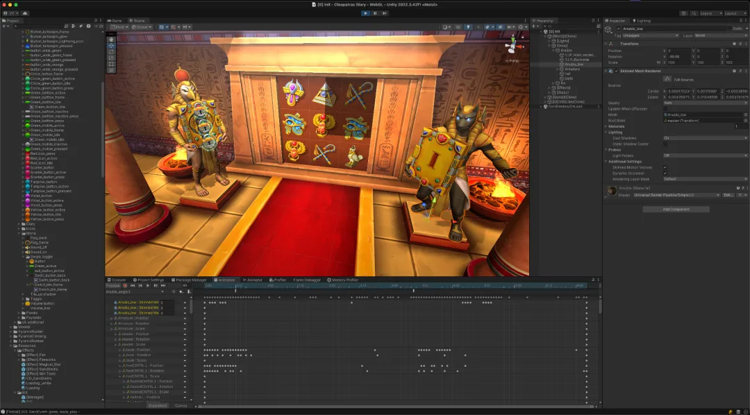 Game development and animation editing inside the Unity editor